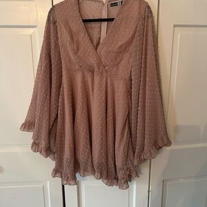 Boohoo Pink Bell Sleeve Ruffled Blouse